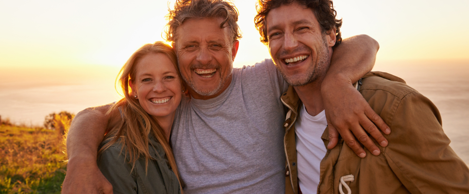 Dad and children posing for a photo